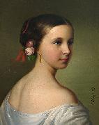 Friedrich Krepp Portrait of a young woman with roses in her hair France oil painting artist